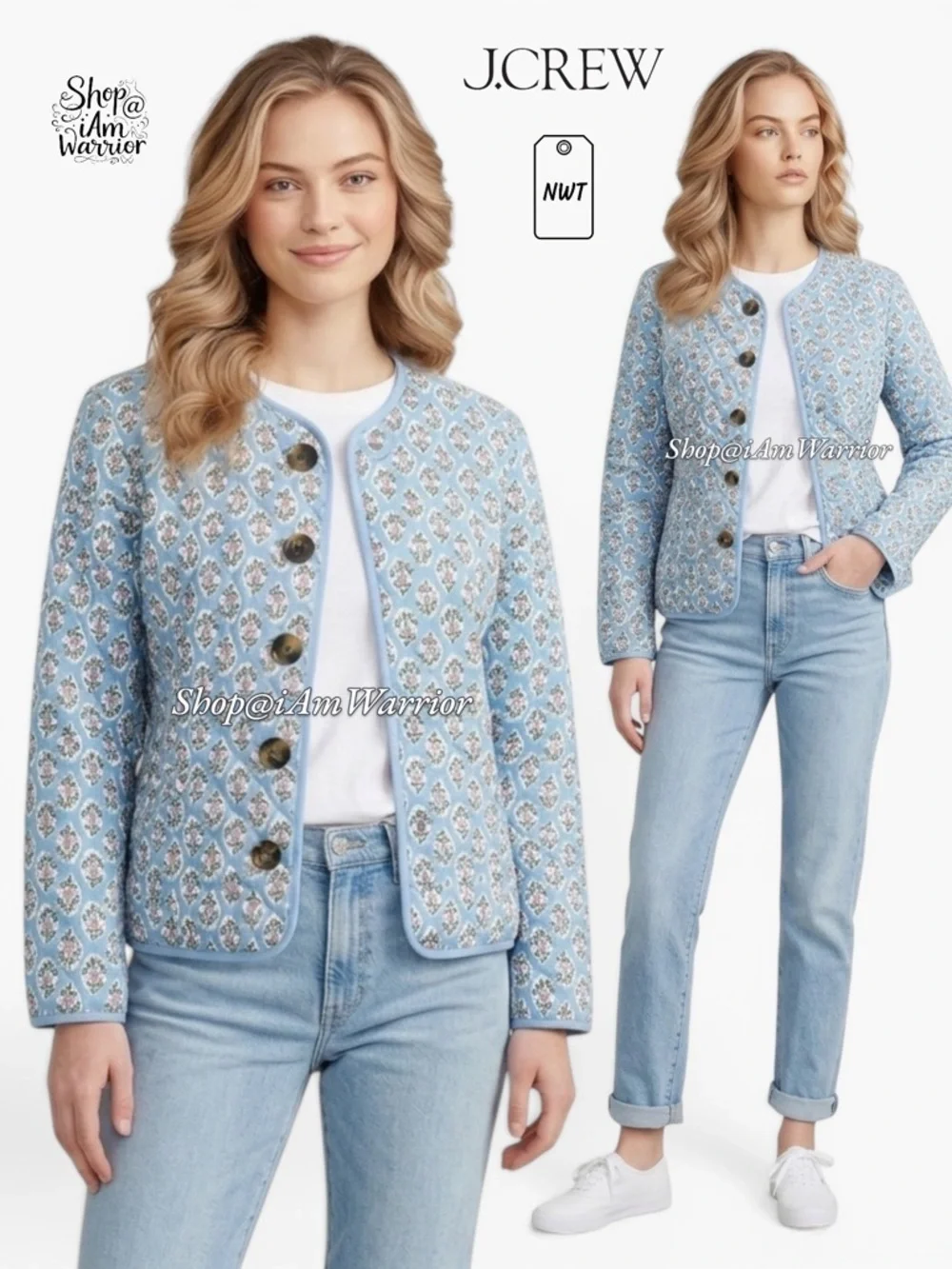 J.Crew NWT baby blue & pink floral print jacket *shop@iamwarrior